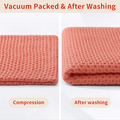 Homaxy 100% Cotton Kitchen Towels and Dishcloths Set, 12 x 12 Inches and 13 x 28 Inches, Set of 8 Bulk Kitchen Towels Set, Ultra Soft Absorbent Dish Cloths for Washing Dishes, Coral