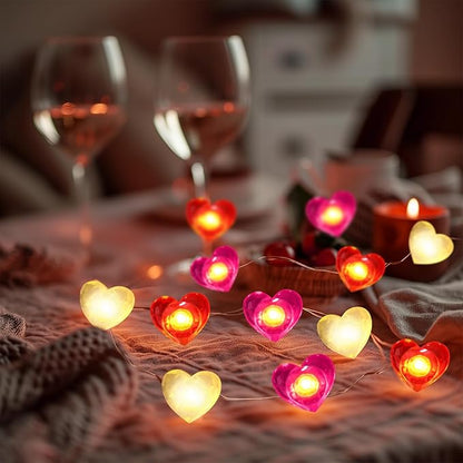 Coquimbo Heart String Lights, 10FT 30 LED Heart Shaped Fairy Lights Battery Operated Room Decor Mothers Day Decor for Home Bedroom Wedding Anniversary Party