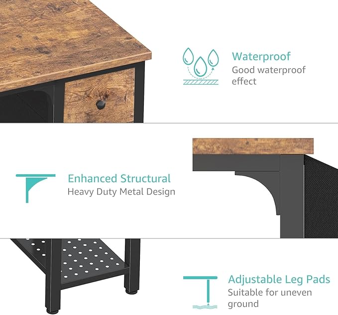 Lufeiya Computer Desk with Fabric Drawers, 47 Inch Desk for Small Space Home Office, Modern Simple Study Writing Table PC Desks for Bedroom, Rustic Brown