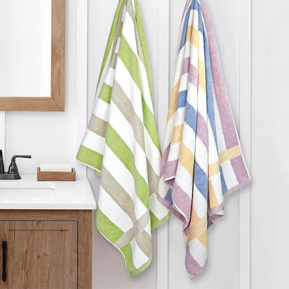 Jacquotha Stripe Shower Towels 2 Pack, Super Absorbent Quick Dry Bathroom Towels for Daily Use, Large Bath Towels