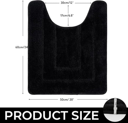 GRANNY SAYS Bathroom Toilet Rugs U Shaped, Bath Mats for Bathroom, Shower Room Rugs Non Slip Washable, Absorbent Microfiber Toilet Mat, Soft Plush Shaggy, 20" x 24", Black