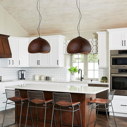 JAYMP 40cm Wabi Sabi Pendant Light for Dining Room Kitchen Island Farmhouse Hanging Lamp E26 Base Japanese Style Bird Nest Shape Lighting Fixture (Dark Brown,B Shape, 40cm/15.7in)