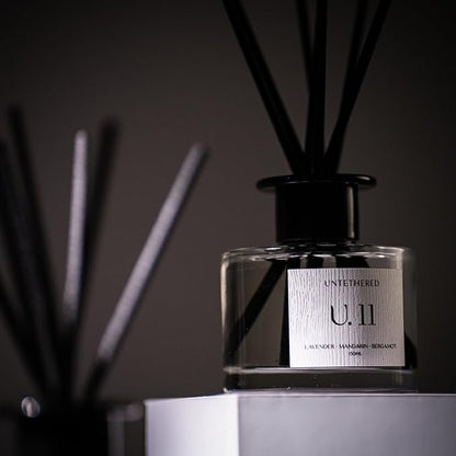 U.11 Luxury Reed Diffuser - Lavender, Mandarin & Cedarwood | 100% Natural Essential Oils | Calming & Refreshing Fragrance | Long-Lasting Aromatherapy for Home, Office & Bathroom (5oz | Up to 5 Months)