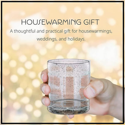 Artland 14oz Double Old Fashion Glass, Set of 4 | Iris Seeded Design, Clear | Drinking Glass for Parties and Everyday Use - Mojito, Whiskey, Cocktail | Glassware & Barware Essentials