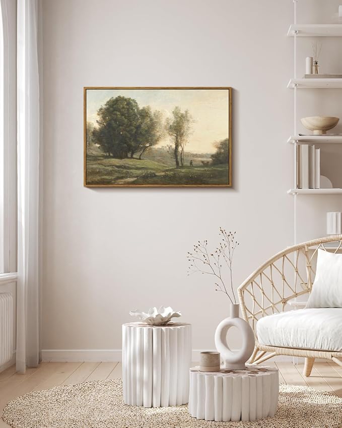 ARPEOTCY Vintage Framed Rustic Wall Art Decor, Bedroom Living Room Country Scenery Paintings Wall Decor, Large Canvas Prints Art, Kitchen Farmhouse Retro Home Decorations, 24x36 Inch