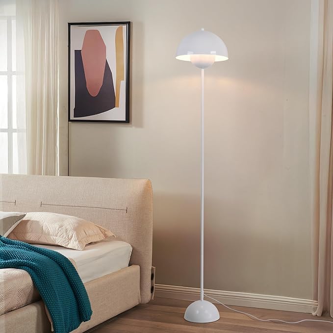 COSYLUX Modern Floor Lamp for Living Room, Industrial Tall Standing Lamp for Bedroom, Metal Shade Reflecting Light Reading Floor Lamp for Office, Nursery Room, Corner(Bright White)
