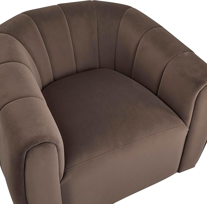 Christopher Knight Home Monroe Velvet Swivel Club Chair, Armchair with 360-Degree Rotation, Upholstered Barrel Swivel Sofa Chair for Living Room, Tufted Back, Thick Cushion, Iron Base, Dark Brown