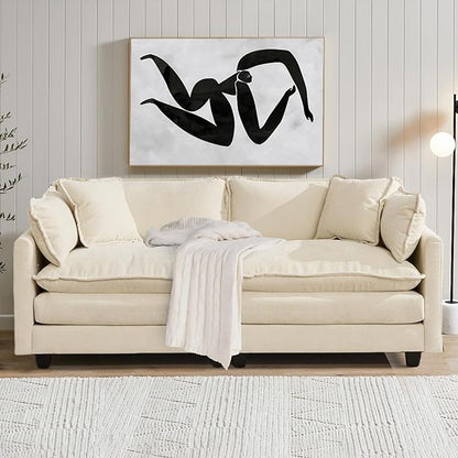 SoarFlash 71.6" Chenille Sectional Sofa, Comfy Modular Loveseat Sofa, Modern 2-Seat Couch Deep Seat Sofa Set for Living Room,Beige