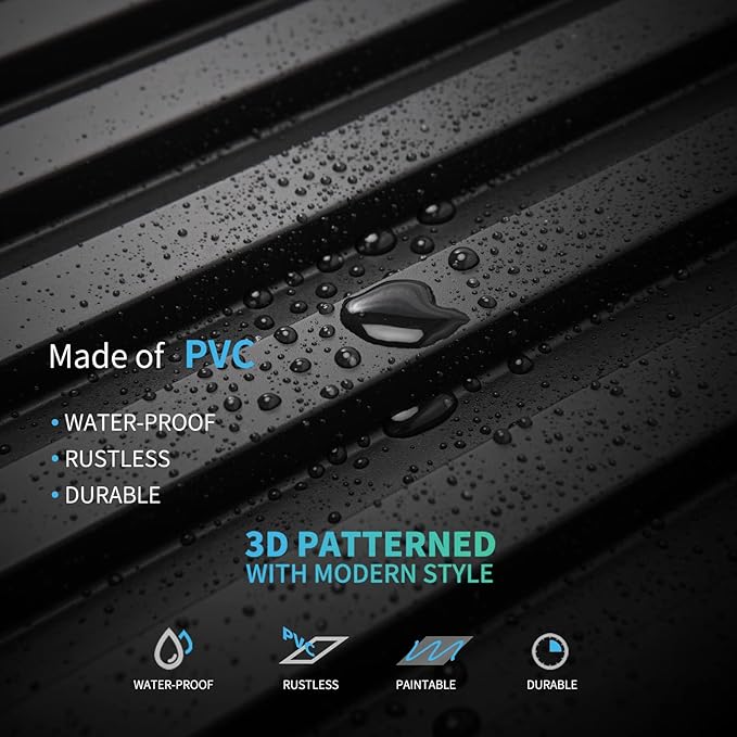 Art3d Slat Wall Panel, 3D Fluted Textured Panel 12-Tile 19.7 x 19.7in. - Cover 32 Sq.Ft., Black