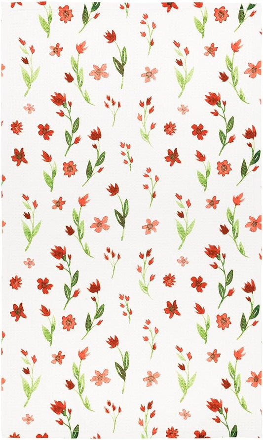 Modern Style Premium Kitchen Tea Towel Super Absorbent Fast Drying Microfiber Ruby Wildflowers