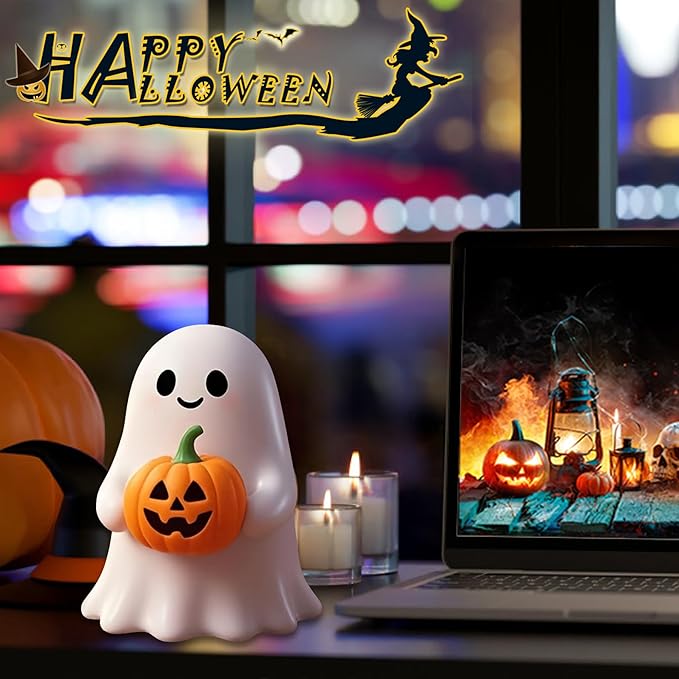 Halloween Ghost with Figurine - Cute Rock Ghost for Gift Props Funny Ghost Statue,Tabletop Home Decor Ghosts Halloween Decorations Indoor