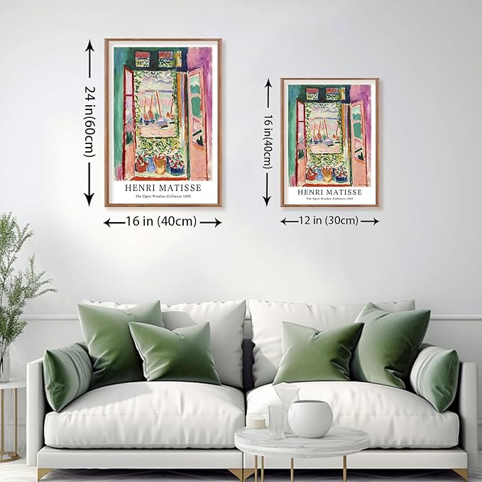 ILLBDR Framed Wall Art Vintage Matisse Wall Art Canvas Set of 3, Retro Prints Poster Mid Century Aesthetic Floral Botanical Decor for Living Room Bathroom Bedroom 16x24 Inch