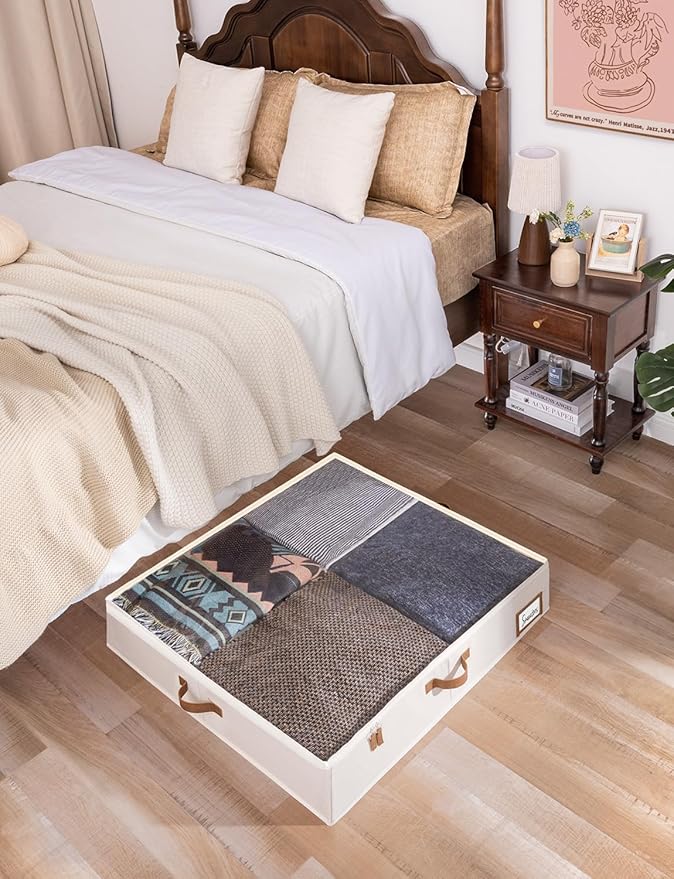 StorageWorks Underbed Storage Box, Under Bed Clothes Organizer With Sturdy Structure and Ultra Thick Fabric, 30" L x 28" W x 6" H, 2 pack