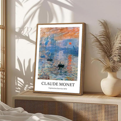 ILLBDR Claude Monet Water Lilies Framed Wall Art Vintage Aesthetic Canvas Wall Art Set of 3 Impressionist Botanical Prints Artwork Minimalist Classic Pictures Decor for Bedroom Living Room 16x24 Inch