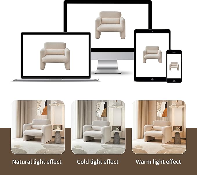 33.86" Accent Chairs, Modern Sherpa Fabric Armed Chair Comfy Upholstered Armchair Leisure Single Sofa Chair with a Waist Pillow for Bedroom, Office and Living Room