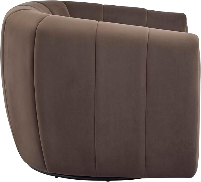 Christopher Knight Home Monroe Velvet Swivel Club Chair, Armchair with 360-Degree Rotation, Upholstered Barrel Swivel Sofa Chair for Living Room, Tufted Back, Thick Cushion, Iron Base, Dark Brown