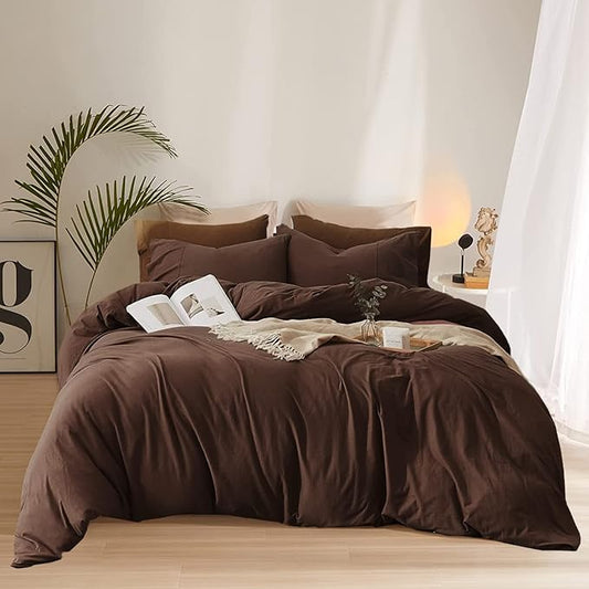 Pureant Dark Brown Comforter Set Queen Size Mocha Coffee Bedding Comforters Plain Color Cotton Bed Quilts Men Women Solid Chocolate Comforter Luxury Soft Dusty Brown Comforter Bedding Vintage Chestnut