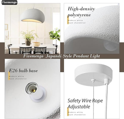 27.6in Large Wabi Sabi Pendant Lights Kitchen Island Lighting Fixture Ceiling Mount White Modern Japanese Lamp Japandi Chandelier for Dining Living Room Bedroom Restaurant Hanging Lamp