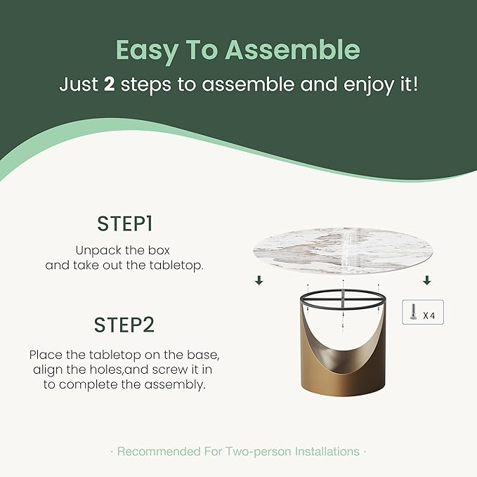 POVISON Round Pandora Dining Table for 4, 47" Sintered Stone Tabletop Dining Table with Bronze Carbon Steel Pedestal (Table Only)