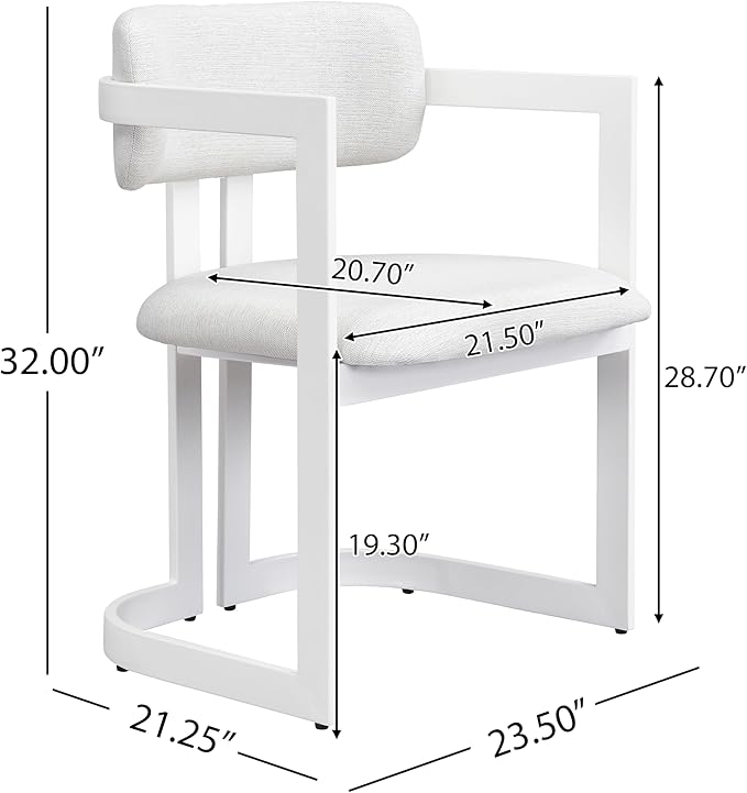 Christopher Knight Home Auber Modern Upholstered Dining Chair Set of 2, Fabric Upholstery Dining Set with Metal Frame, Comfy Side Chair for Living Room, Beige+White