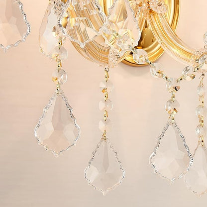 Crystal Wall Sconce Lighting, 2-Light Modern Crystal Wall Light Fixture Bathroom Maria Theresa Wall Lamp Light Fixtures for Living Room Wall Sconce Light Wall Mounted Lamp Indoor