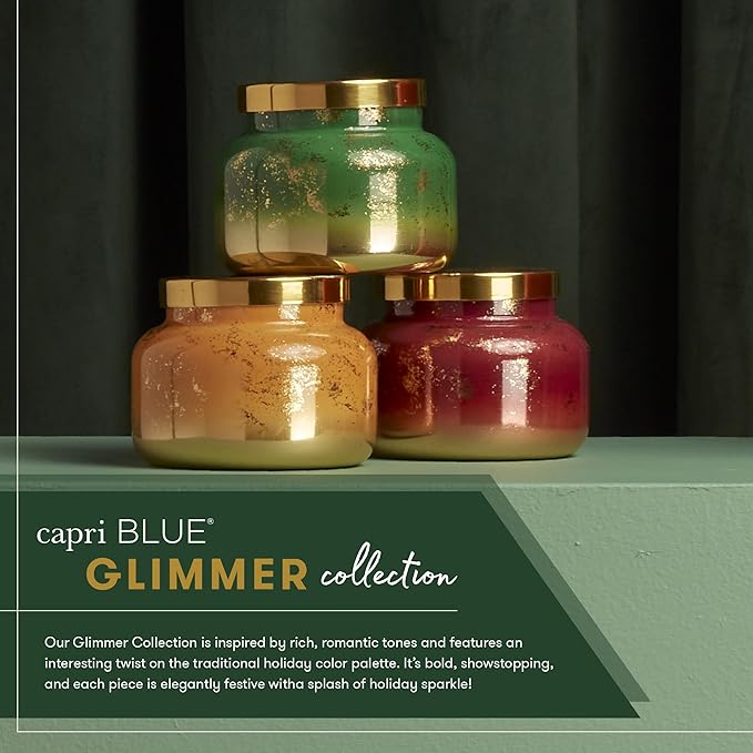 Capri Blue Volcano Scented Candle for Home - Glimmer Inverted Jar Candles - Soy Candles - Holiday Candles with White & Gold Ombre Glass Candle (10 oz)