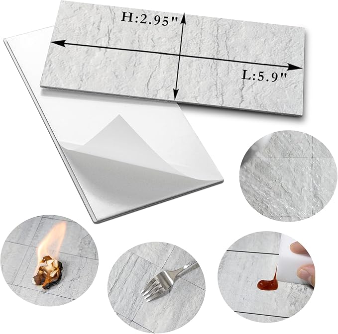 AULIGET 3" x 6" Subway Tile Peel and Stick Backsplash, Thick PVC Stick on Wall Tiles (100, Light Shale)