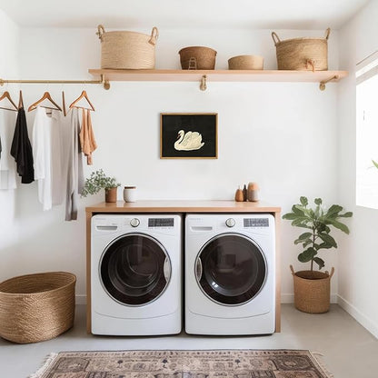 KBKBART Framed Wall Art for Living Room, Swan Art Canvas Prints, Vintage Home Decor, Animal Oil Painting Picture, Bathroom Wall Decor Gifts for Friends or Family(8"x10")