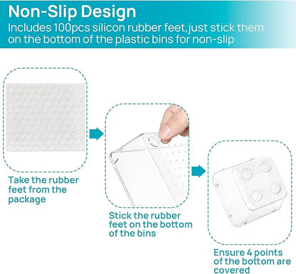 Vtopmart 25 PCS Clear Plastic Drawer Organizers Set, 4-Size Versatile Bathroom and Vanity Drawer Organizer , Storage Bins for Makeup, Bedroom, Kitchen Gadgets Utensils and Office