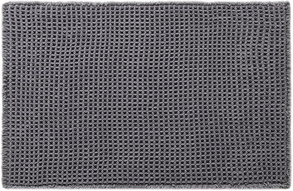 Waffle Bath Mat, Boho Bathroom Rugs Non Slip Washable Super Absorbent Quick Dry Bath Mat Farmhouse Bathroom Decor, 36"x24" Grey