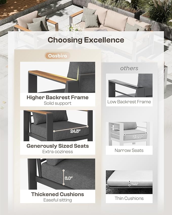 Aluminum Outdoor Patio Furniture Loveseat, All-Weather Outdoor Patio Seating with Washable Thick Cushion, Patio Outdoor Seating for Porch, Balcony, Deck, Yard, Graphite