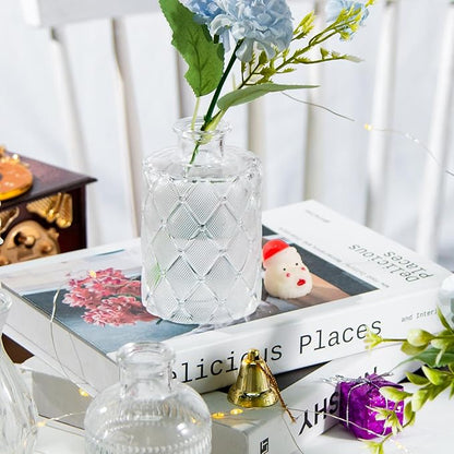 Glass Bud Vases Set of 12, Small Vases for Centerpieces, Vintage Mini Vases for Wedding Decor, Clear Glass Bud Vase in Bulk, Office and Home Table Flower Décor