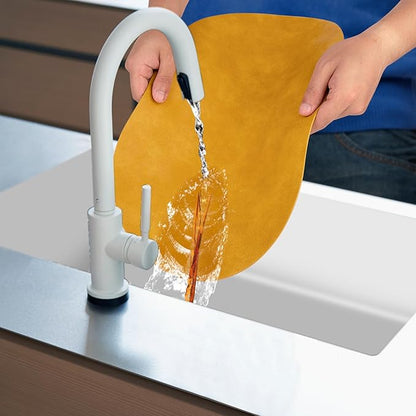 ADRIMER Placemats, Heat Resistant Oval Placemats Set of 12 Washable 12 x 17 Inch, Waterproof Table Mats, Wipeable Pu Place Mats for Kitchen, Dining Room, Yellow