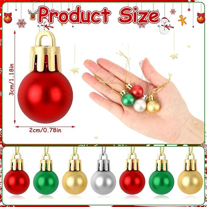 Jansun 60PCS Christmas Mini Balls Ornaments Miniature Xmas Tree Hanging Decorations Small Vintage Glitter Balls for Holiday Party Outdoor Indoor DIY Craft Decor Supplies (Matte Surface)
