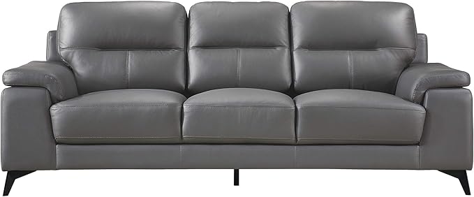 Homelegance 89" Leather Sofa, Dark Gray