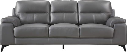 Homelegance 89" Leather Sofa, Dark Gray
