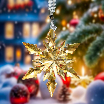 2025 Edition Crystal Snowflake Ornament Christmas Tree Ornament Home Decor Gift (2025-Champagne)