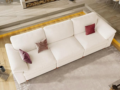 EASE MOOSE Modern 3 Seat Sectional Modular Sofa, FSC Certified Chenille Comfty Deep Seat Couch for Living Room,Solid Wood Frame Sofa, Removable Cover