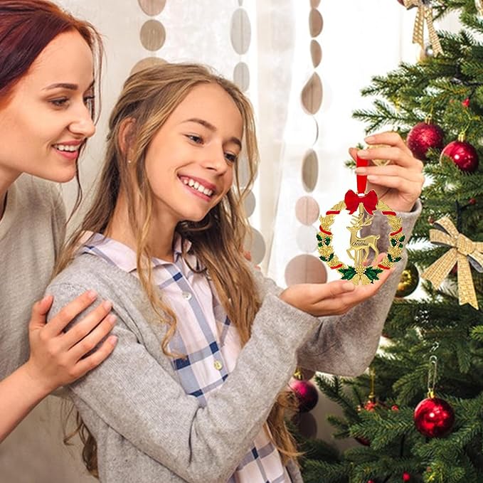 Christmas Ornament 2025 for Christmas Tree Decorations,2025 Christmas Wreath Ornament with Christmas Deer for Holiday Decorative Gift