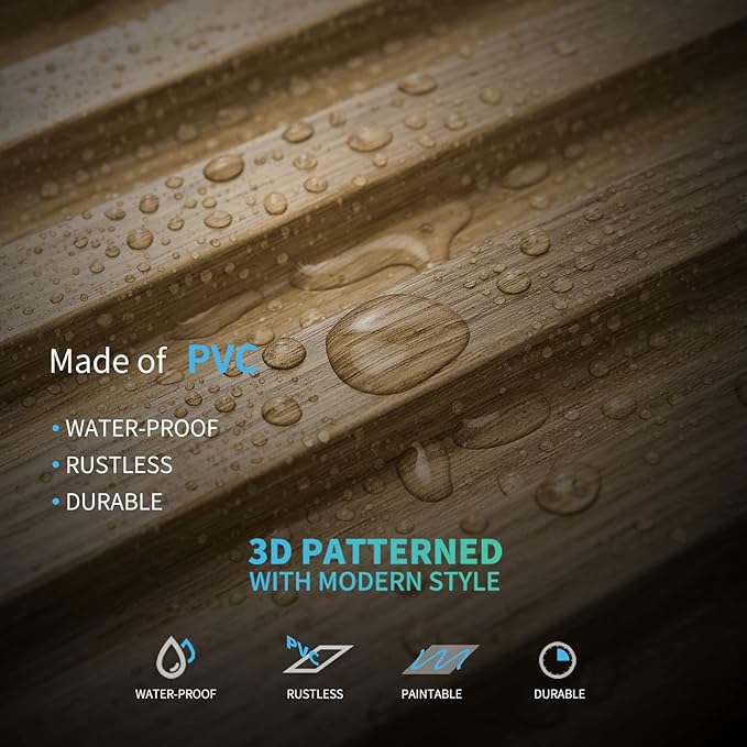 Art3d Slat Wall Panel, 3D Fluted Textured Panel 12-Tile 19.7 x 19.7in. - Walnut