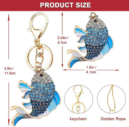 Fish Ornament, Fishing Ornaments for Christmas Tree - Christmas Ornaments for Men, Kids - Unique Beautiful Goldfish with Rhinestone, Gifts for Fisherman