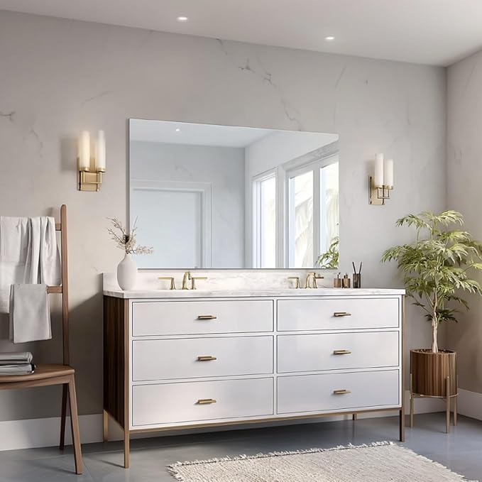 KOCUUY Frameless Mirror, 36"x48" Bathroom Mirror for Over Sink, Unframed Vanity Mirror, Large Rectangle Mirror for Bathroom, Bedroom, Living Room, Entryway, Upgraded Shatterproof