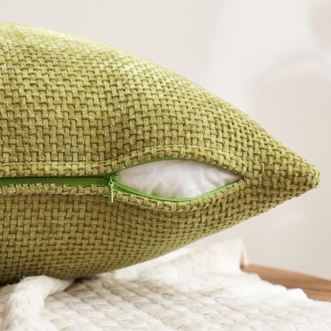 MIULEE Pack of 4 Fall Burnt Orange Throw Pillow Covers 18x18 Inch Yellow Green Soft Decorative Chenille Pillows Farmhouse Accent Cushions for Boho Home Decor Spring Bedroom Living Room