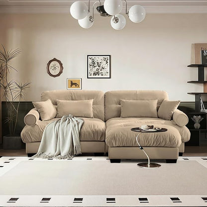 SoarFlash L Shaped Couches for Living Room, Small Sectional Sofa Set with Reversible Chaise, Modern Designed Sleeper Sofas and Modular Couch Function, Suitable for Small Spaces in Apartment, Brown