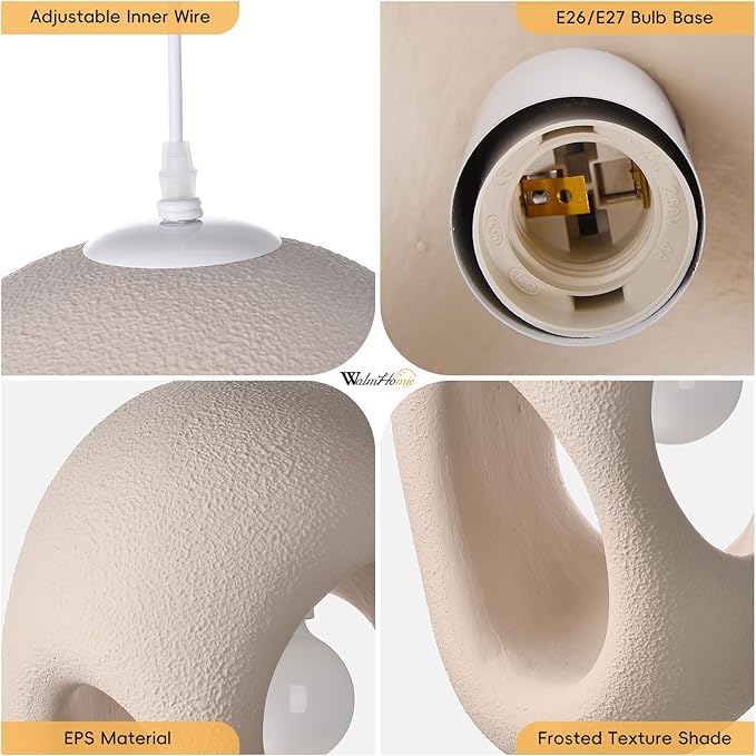 1 Light EPS Dining Room Pendant, Modern Nordic Cement Chandelier Fixture, Concrete Wabi Sabi 9.84''W Ceiling Kitchen Hanging Lamp