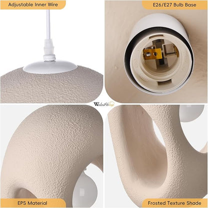 1 Light EPS Dining Room Pendant, Modern Nordic Cement Chandelier Fixture, Concrete Wabi Sabi 9.84''W Ceiling Kitchen Hanging Lamp