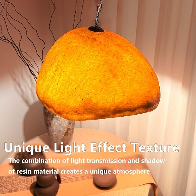 Wabi Sabi Pendant Light Kitchen Island 11.8in Brown Dining Room Lights Fixture Rustic Chandelier Japanese Style Hanging Ceiling Lighting for Bedroom Restaurant Living Room Hallway Foyer