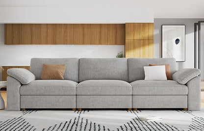 EASE MOOSE Sectional Modular Sofa, Comfty 3 Seat Cloud Couch, FSC Certified Modern Deep Seat Sectional for Living Room,Grey