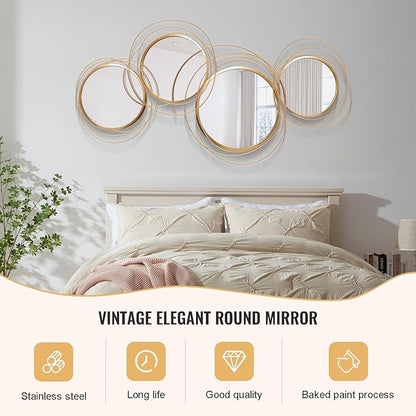 Large Decorative Wall Mirror,Modern Gold Wall Art Mirrors for Living Room Decor,Star Ring Metal Wall Decor Mirror for Entryway Bedroom Dining Room 43.3 X 20.5 inch