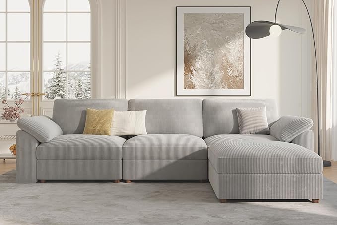 EASE MOOSE Oversized L Shape Sectional Modular Sectional Sofa,Extra Large Comfty Cloud Couch，Deep Seat Wide Modular Sofa for Living Room ，Removable Cover